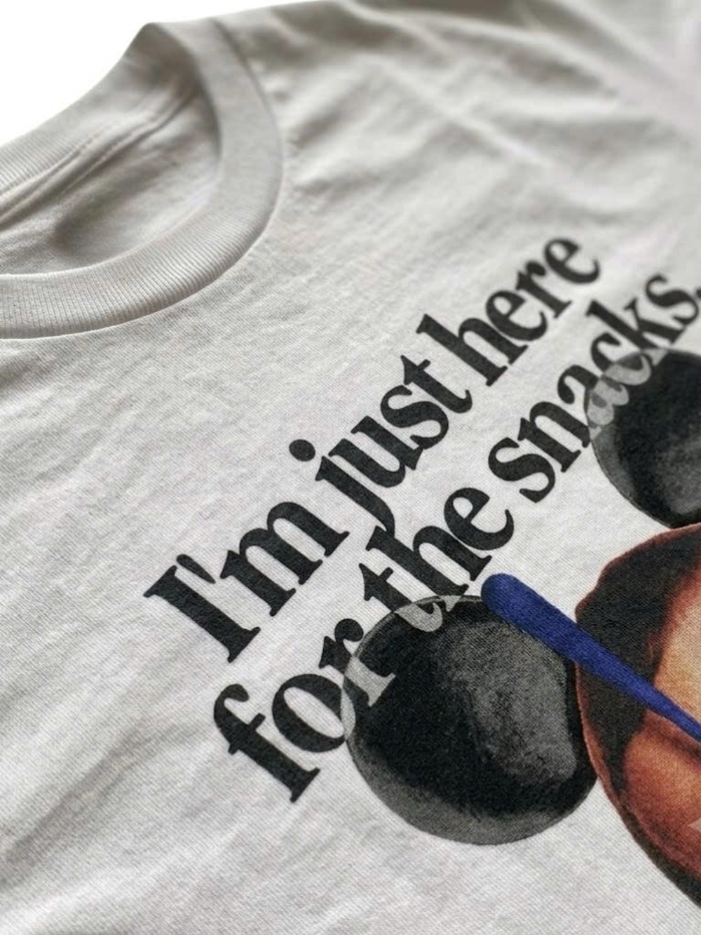 White Graphic Tee "I'm just here for the snacks." - Picture 2 of 2